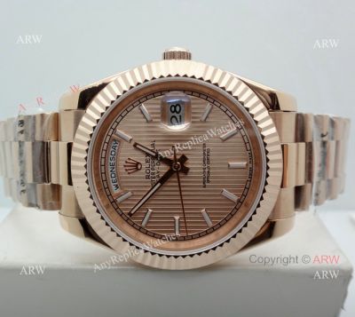 Rolex Oyster Perpetual Day date Replica Watch Rose Gold stripped Dial